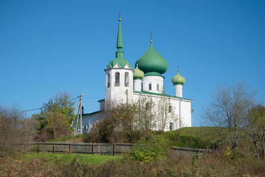 Church of John the Precursor on Malyshevaia hill sunny October day. Staraya Ladoga. Russia