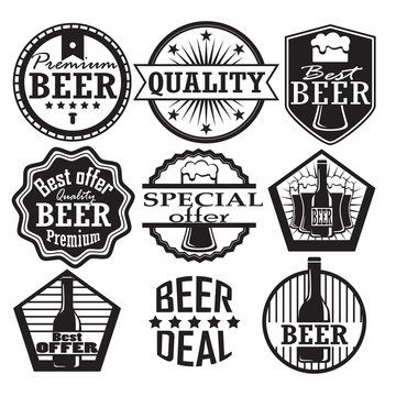 set of beer labels. retro style, vector illustration