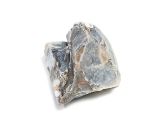 Black flint stone isolated on white background