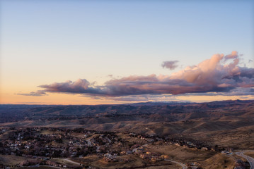 City landscape at sunset