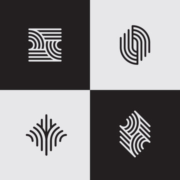 Modern Line Logos. Futuristic Geometric Shapes. Eps10 Vector.