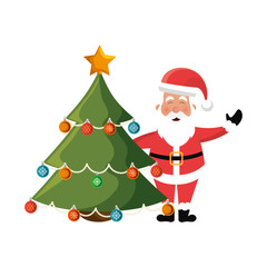 happy merry christmas tree card vector illustration design