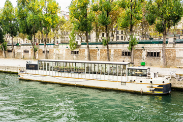 Naklejka premium Old ship in the Seine River in Paris