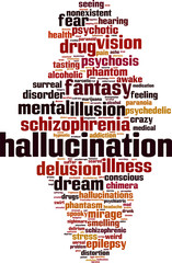 Hallucination word cloud concept. Vector illustration