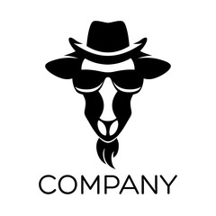goat in retro hat logo
