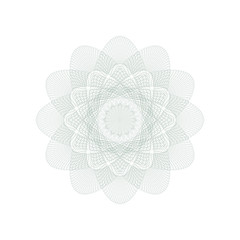 Guilloche decorative rosette element. Digital watermark. It can be used as a protective layer for certificate, voucher, banknote, money design, currency, note, check, ticket, reward etc
