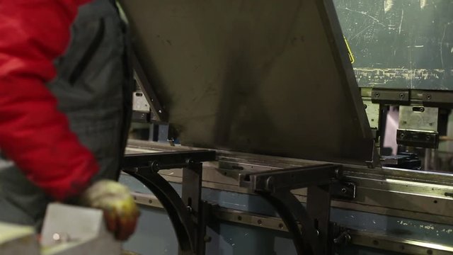 Bending Special Device The Metal Sheet. Metal Combustion Process. Factory