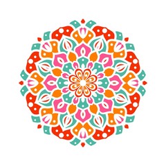 Kaleidoscope big bud. Oriental pattern illustration. Flower background