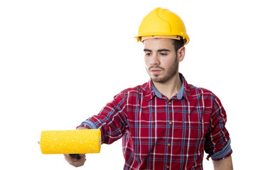 man working painting the wall