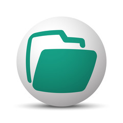 Green Folder icon on white sphere