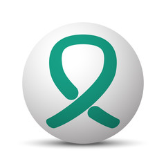 Green Awareness Ribbon icon on white sphere