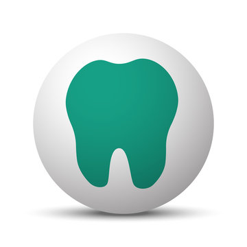 Green Tooth icon on white sphere