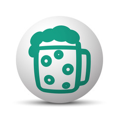 Green Beer icon on white sphere