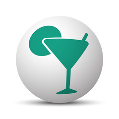 Green Cocktail icon on white sphere
