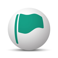 Green Flag icon on white sphere