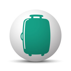 Green Luggage icon on white sphere