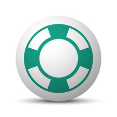 Green Life Buoy icon on white sphere