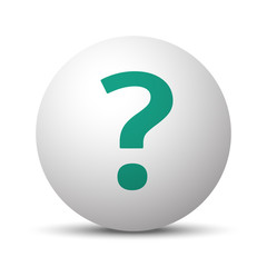 Green Question Mark icon on white sphere