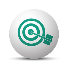 Green Target icon on white sphere
