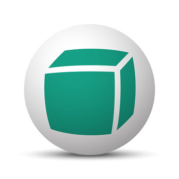 Green 3D Box icon on white sphere