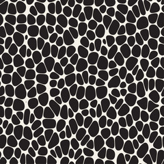 Organic Irregular Rounded Jumble Shapes. Vector Seamless Black and White Pattern