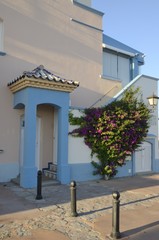 Fototapeta na wymiar Colorful house in Puerto Sherry marina in The Port of Saint Mary, Spain