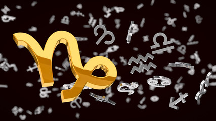astrology themed 3d illustration with choosen one capricorn sign