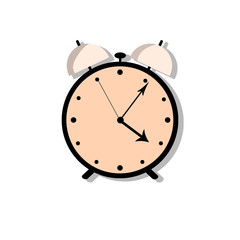 flat icon with a shadow of alarm clock with no background