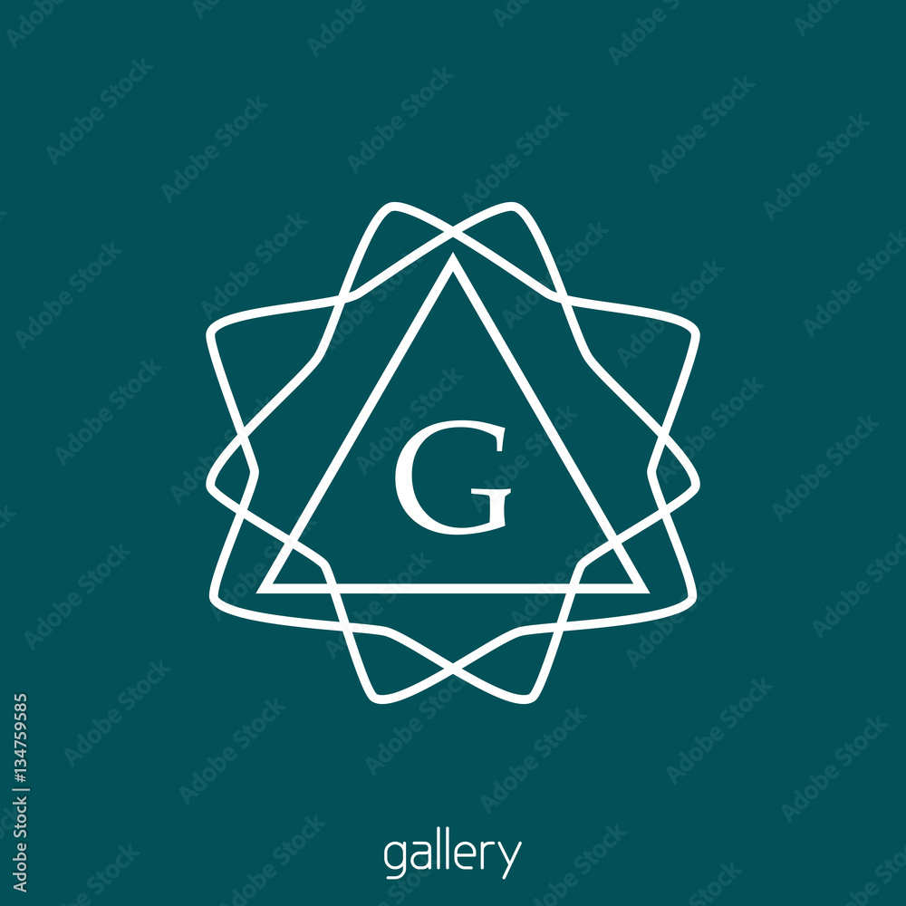 Poster abstract linear simple logo with letter g. hipster monogram