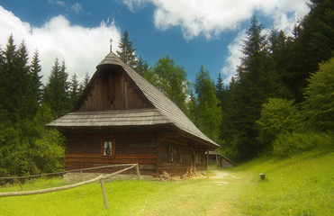 Fototapeta na wymiar Old rural woody house in Slovakia