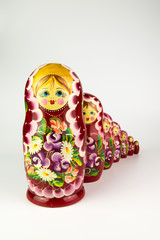 Russian nesting dolls on a white background.