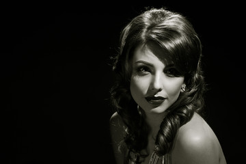 Fototapeta premium beauty glamor girl portrait. black and white