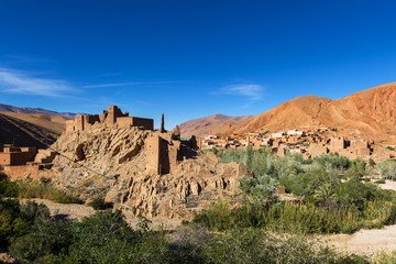 Fototapeta na wymiar View of the Ait Ali Kasbah and village in the Dades Gorge, Morocco