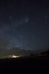 Starry night in Drakensburg with thunder in the distance