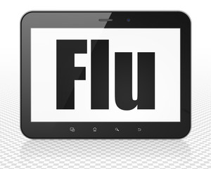 Health concept: Tablet Pc Computer with Flu on display