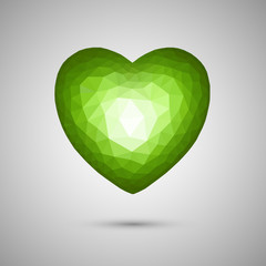 Polygonal green crystal heart