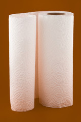 Paper towels isolated on white background.