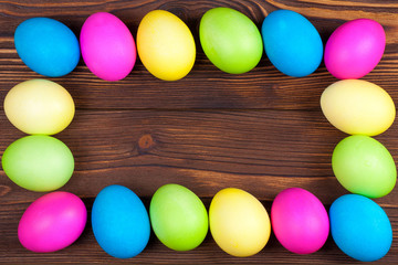  Easter eggs on wooden background