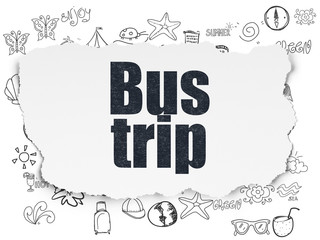 Tourism concept: Bus Trip on Torn Paper background