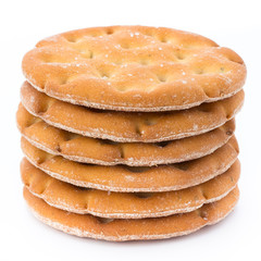 Short pastry cookies isolated on white background.