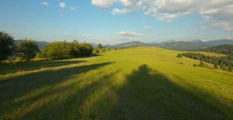 Panoramic view of a meadow and mountains in Slovakia
