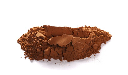 pile cocoa powder isolated on white background
