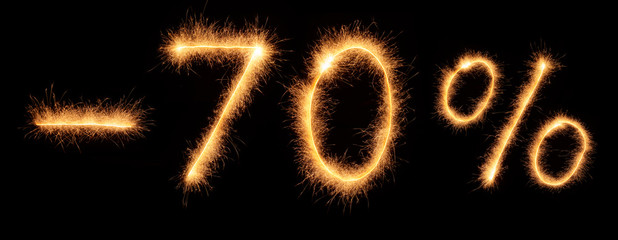 Minus 70 % lettering drawn with bengali sparkles