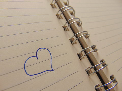Cute heart drawn in notebook