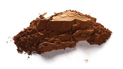 pile cocoa powder isolated on white background