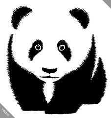 black and white linear paint draw panda vector illustration
