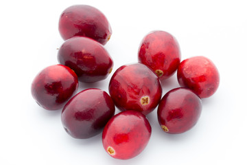 Cranberries top view. Red, ripe cranberries macro view.