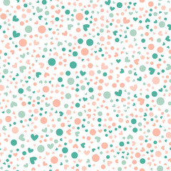 Beautiful seamless romantic pattern with Hearts and peas
