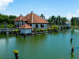 Bali, Indonesia, November 2016. Ujung Water Palace is a beautiful park with big fish pond surrounds the old buildings