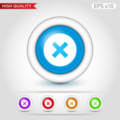 Obraz premium Colored icon or button of cross or delete symbol with background